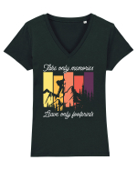 pentru montaniarzi - Take only memories leave only footprints Tricou mânecă scurtă guler V Damă Evoker