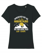 pentru montaniarzi - Whenever we go in the mountains Tricou mânecă scurtă guler larg fitted Damă Expresser