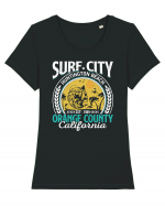 Surf City Huntington Beach Orange County California Tricou mânecă scurtă guler larg fitted Damă Expresser