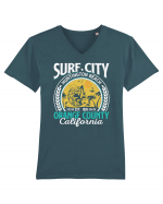 Surf City Huntington Beach Orange County California Tricou mânecă scurtă guler V Bărbat Presenter