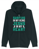 Surfing In My Veins Jesus In My Heart Hanorac cu fermoar Unisex Connector