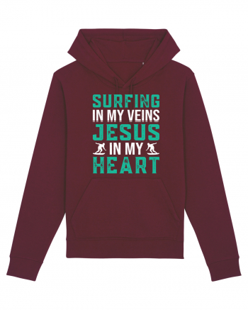 Surfing In My Veins Jesus In My Heart Burgundy