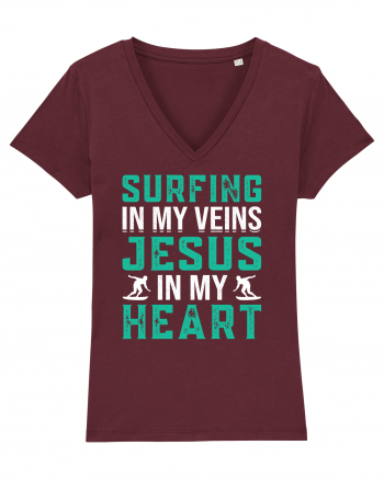 Surfing In My Veins Jesus In My Heart Burgundy