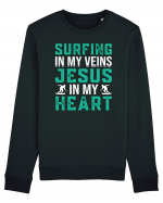 Surfing In My Veins Jesus In My Heart Bluză mânecă lungă Unisex Rise