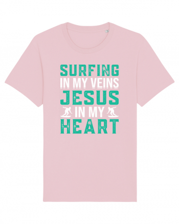 Surfing In My Veins Jesus In My Heart Cotton Pink