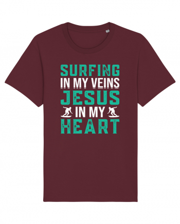 Surfing In My Veins Jesus In My Heart Burgundy