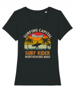 Surfing Capital Hawaii Surf Rider Northshore Maui Tricou mânecă scurtă guler larg fitted Damă Expresser