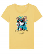 SMALL MOUSE, BIG STYLE! - V2 Tricou mânecă scurtă guler larg fitted Damă Expresser