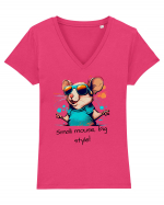 SMALL MOUSE, BIG STYLE! - V3 Tricou mânecă scurtă guler V Damă Evoker