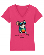 SMALL MOUSE, BIG STYLE! - V4 Tricou mânecă scurtă guler V Damă Evoker