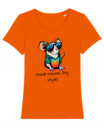 SMALL MOUSE, BIG STYLE! - V4 Tricou mânecă scurtă guler larg fitted Damă Expresser