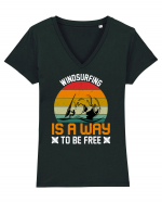 Windsurfing is a way to be free Tricou mânecă scurtă guler V Damă Evoker