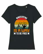 Windsurfing is a way to be free Tricou mânecă scurtă guler larg fitted Damă Expresser