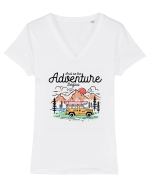 in stil line art - And so the adventure begins Tricou mânecă scurtă guler V Damă Evoker