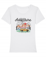 in stil line art - And so the adventure begins Tricou mânecă scurtă guler larg fitted Damă Expresser