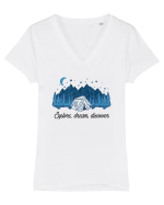 in stil line art - Explore dream discover Tricou mânecă scurtă guler V Damă Evoker