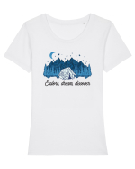in stil line art - Explore dream discover Tricou mânecă scurtă guler larg fitted Damă Expresser