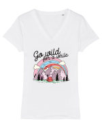 in stil line art - Go wild for a while Tricou mânecă scurtă guler V Damă Evoker