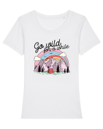 in stil line art - Go wild for a while Tricou mânecă scurtă guler larg fitted Damă Expresser