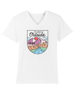 in stil line art - I would rather be outside Tricou mânecă scurtă guler V Bărbat Presenter