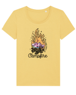 in stil line art - Life is better around the campfire Tricou mânecă scurtă guler larg fitted Damă Expresser