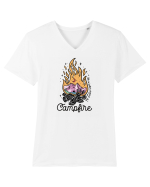 in stil line art - Life is better around the campfire Tricou mânecă scurtă guler V Bărbat Presenter