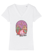 in stil line art - Not all who wander are lost Tricou mânecă scurtă guler V Damă Evoker