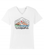 in stil line art - Time to explore Tricou mânecă scurtă guler V Bărbat Presenter