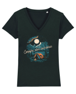 pentru camping - Campfire stars and stories Tricou mânecă scurtă guler V Damă Evoker