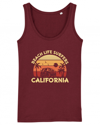 Beach Life Surfers California Burgundy