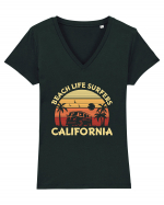 Beach Life Surfers California Tricou mânecă scurtă guler V Damă Evoker