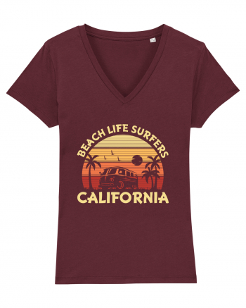 Beach Life Surfers California Burgundy