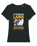  If Found On Land Please Throw Back Into The Ocean Tricou mânecă scurtă guler larg fitted Damă Expresser