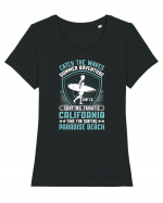 Catch the waves summer adventure surfing fanatic California Tricou mânecă scurtă guler larg fitted Damă Expresser