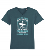 Catch the waves summer adventure surfing fanatic California Tricou mânecă scurtă guler V Bărbat Presenter