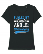 Fueled By Coffee And Windsurfing Tricou mânecă scurtă guler larg fitted Damă Expresser