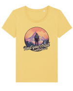 pentru montaniarzi - Find your trail and follow it Tricou mânecă scurtă guler larg fitted Damă Expresser