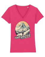 pentru montaniarzi - Find yourself in the mountains Tricou mânecă scurtă guler V Damă Evoker