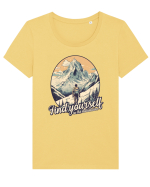pentru montaniarzi - Find yourself in the mountains Tricou mânecă scurtă guler larg fitted Damă Expresser