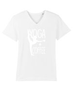 Yoga and coffee Tricou mânecă scurtă guler V Bărbat Presenter