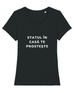 STATUL ÎN CASĂ TE PROSTEȘTE Tricou mânecă scurtă guler larg fitted Damă Expresser