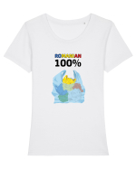 100% Romanesc Tricou mânecă scurtă guler larg fitted Damă Expresser