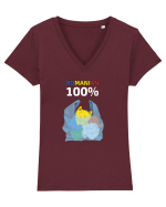 100% Romanesc Tricou mânecă scurtă guler V Damă Evoker