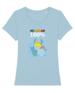 100% Romanesc Tricou mânecă scurtă guler larg fitted Damă Expresser