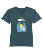 100% Romanesc Tricou mânecă scurtă guler V Bărbat Presenter