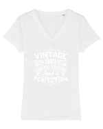 Vintage original 1983 quality limited edition aged to perfection, Aniversar Tricou mânecă scurtă guler V Damă Evoker
