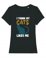 I Think Cats Likes Me Tricou mânecă scurtă guler larg fitted Damă Expresser