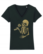 Skeleton Gold Rose Tricou mânecă scurtă guler V Damă Evoker