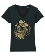 Lovers Skeleton Celeastial KIss Tricou mânecă scurtă guler V Damă Evoker