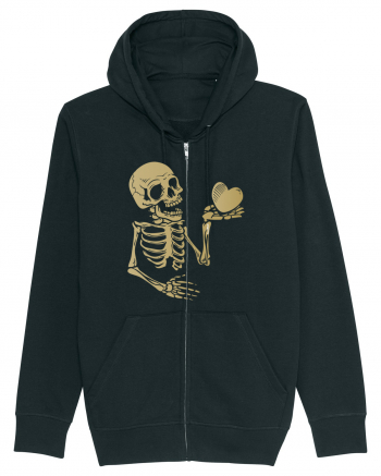 Skeleton Golden Heart Black